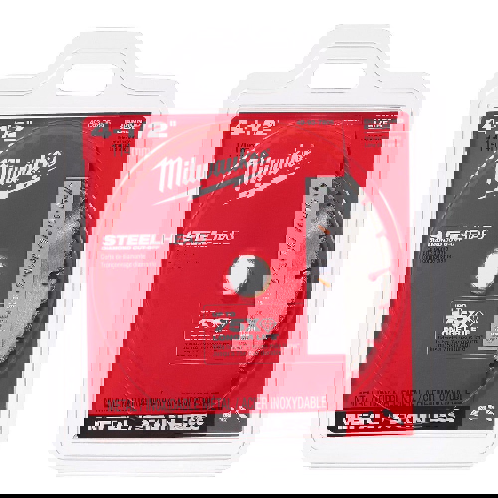 Cutoff Wheels; Wheel Diameter (Inch): 4-1/2 ; Wheel Thickness (Decimal Inch): 0.0500 ; Hole Size (Inch): 7/8; 5/8 ; Abrasive Material: Diamond ; Reinforced: No ; Maximum Rpm: 13300.000